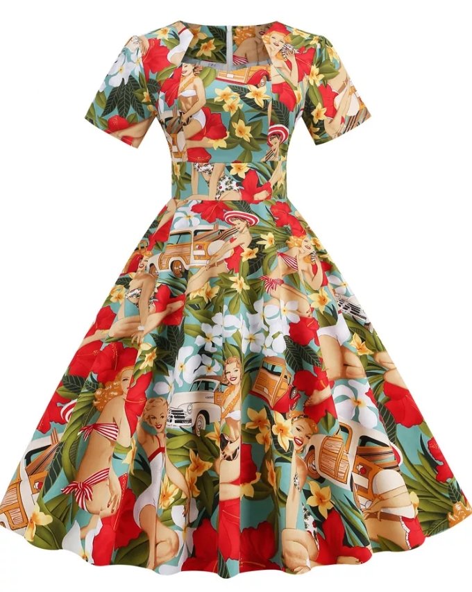 Vintage Patchwork-Kjole Fra 50-Tallet
