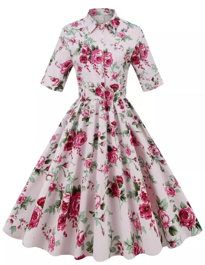 50-Talls Vintage Roses Style Kjole