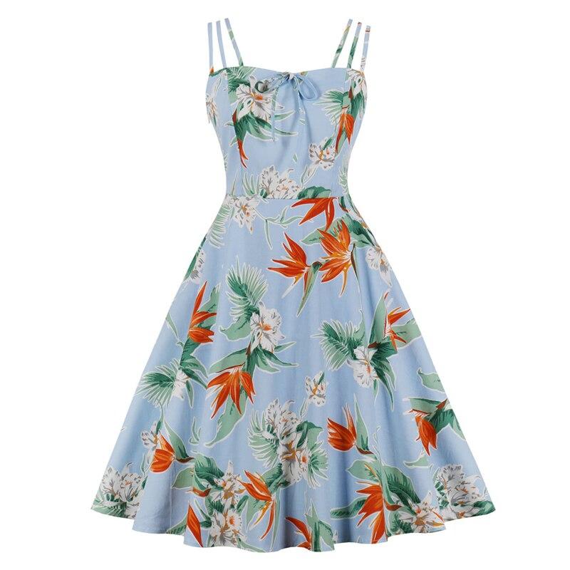 Plus Size Vintage Style Dress Blue