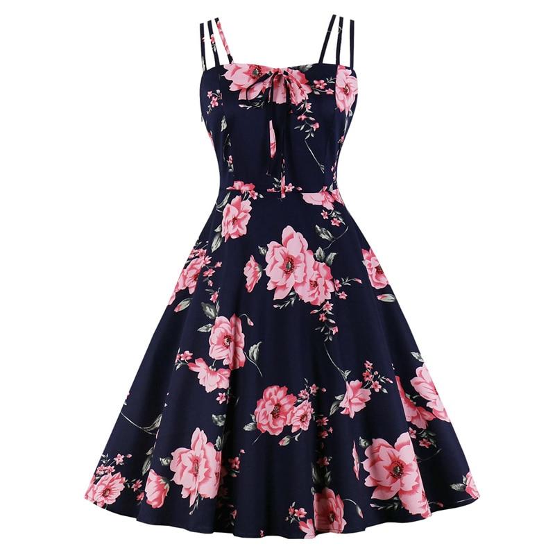 Vintage Style Plus Size Åpen Blomsterkjole