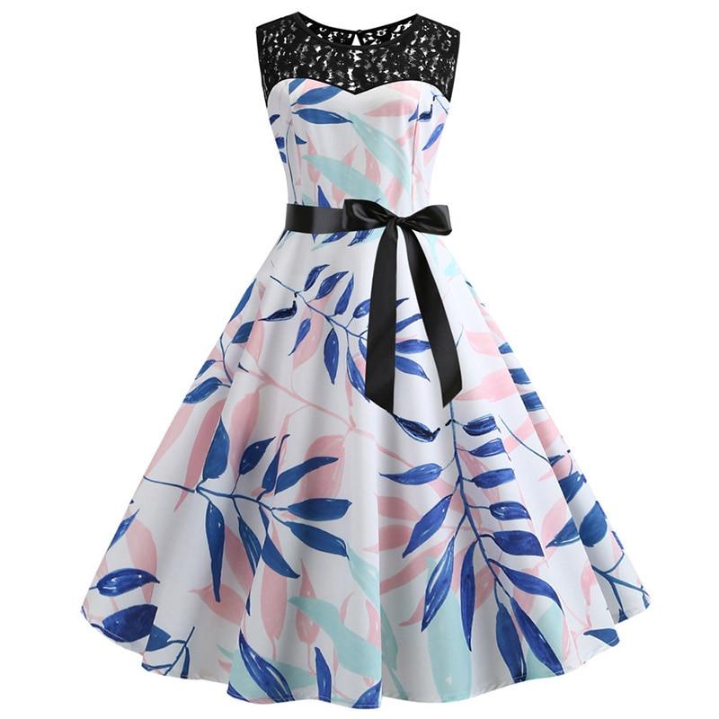 Vintage Blue Flower Trapes Dress