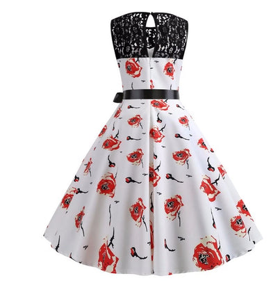 Vintage Flower Lace Trapes Dress