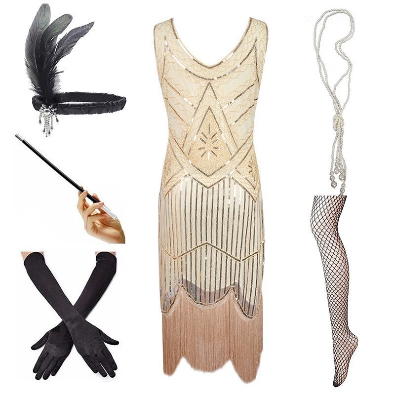 Vintage 1920 Beige Kjole