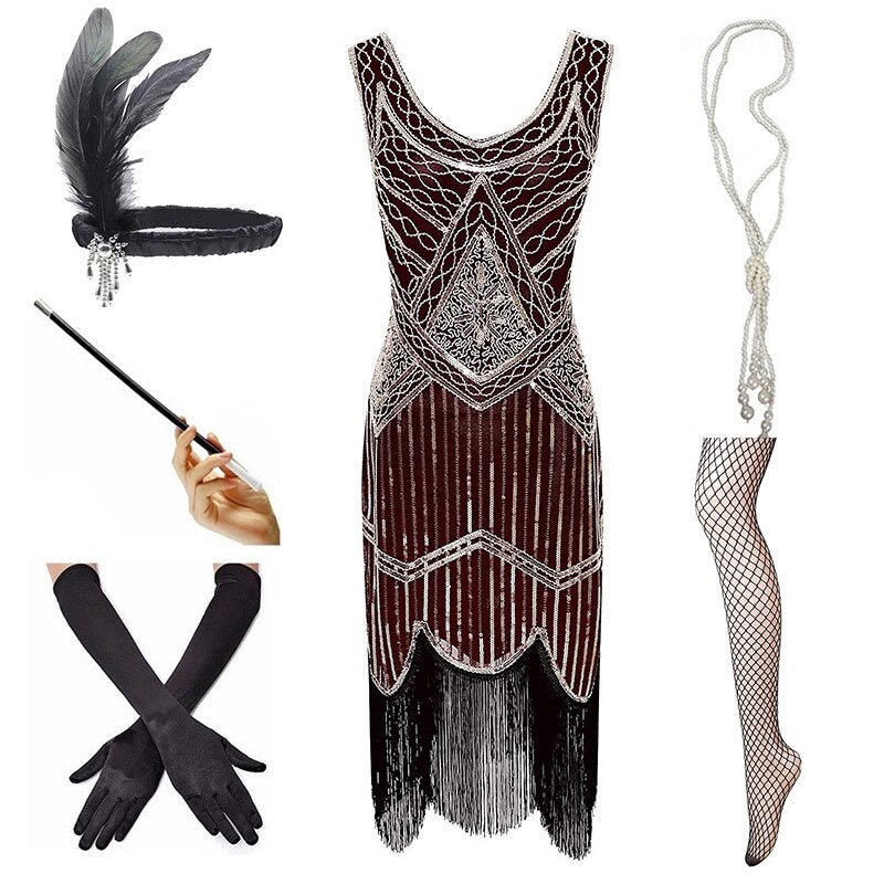 Vintage Burgunderkjole Fra 1920