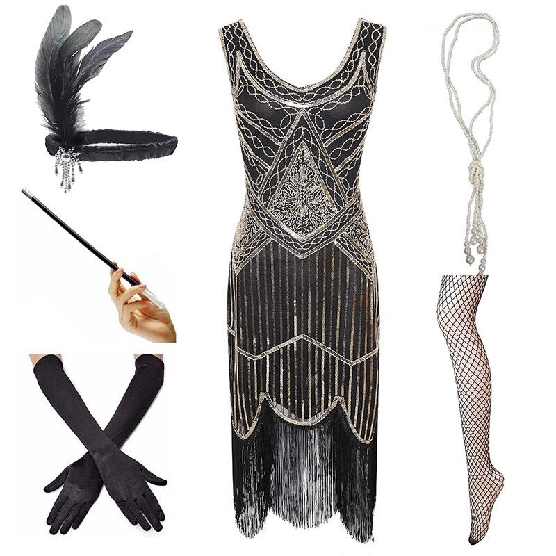 Vintage 1920 Gullkjole