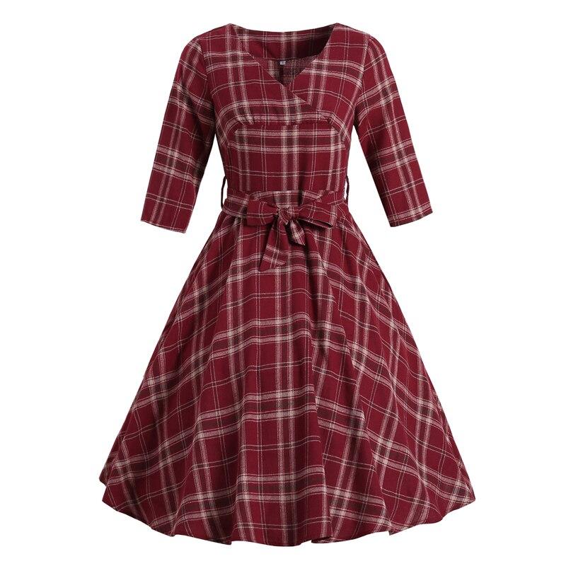 Vintage 3/4 Burgundy-Kjole 1960