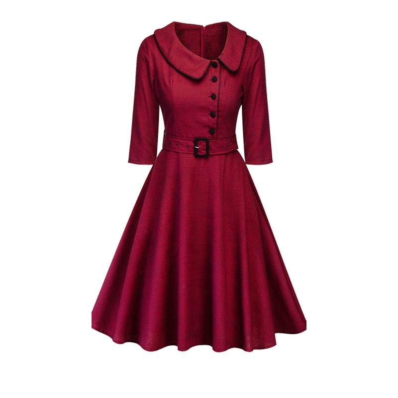 Vintage 50-Talls Burgund Kjole