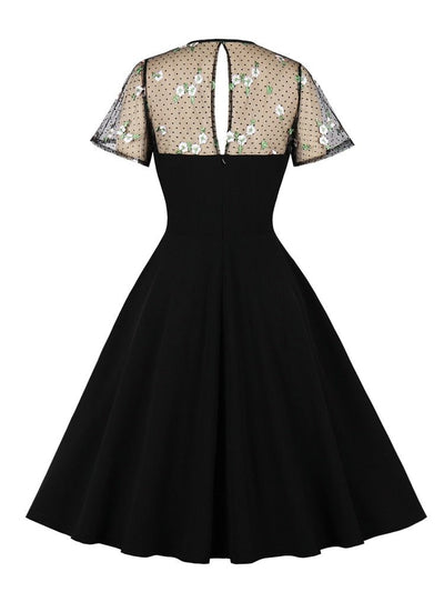 Vintage 50s Plus Size Svart Kjole