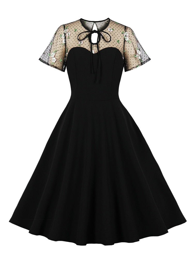 Vintage 50s Plus Size Svart Kjole