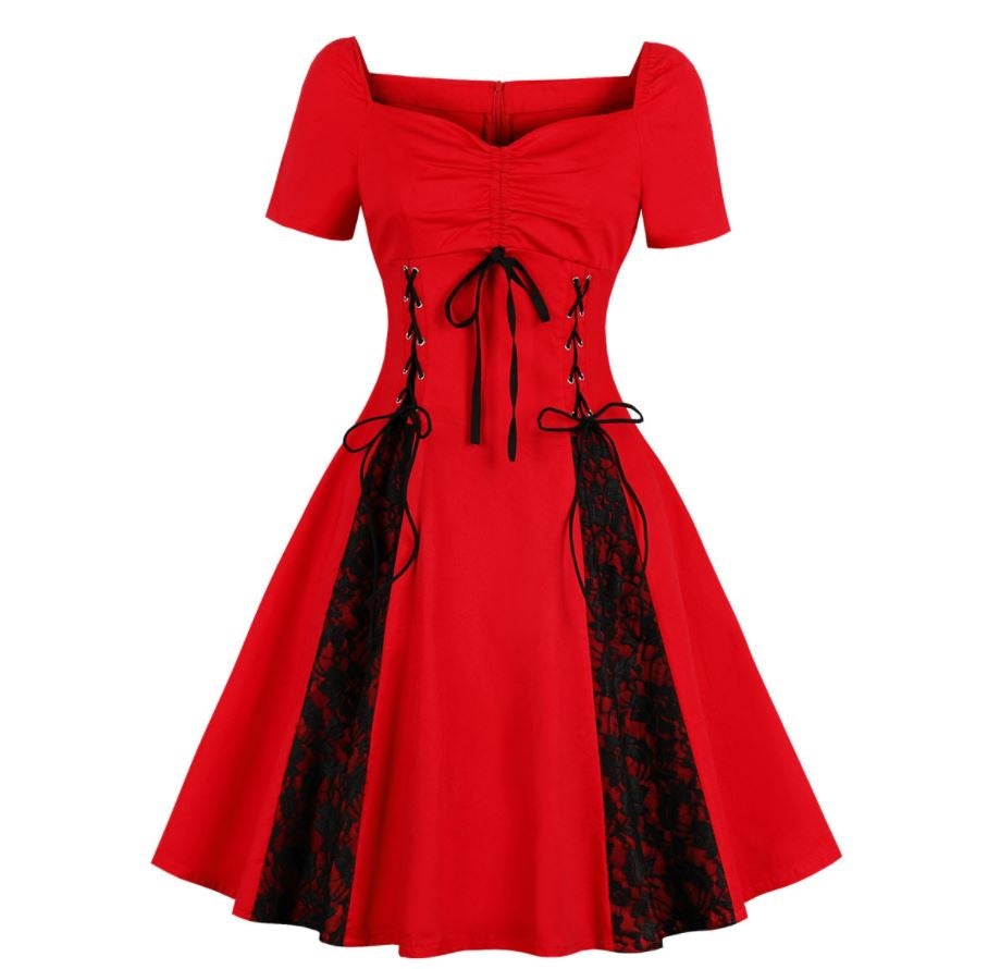 Vintage 50s Plus Size Rød Kjole