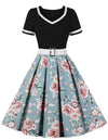 Vintage 60-Talls Svarte Blomsterkjole