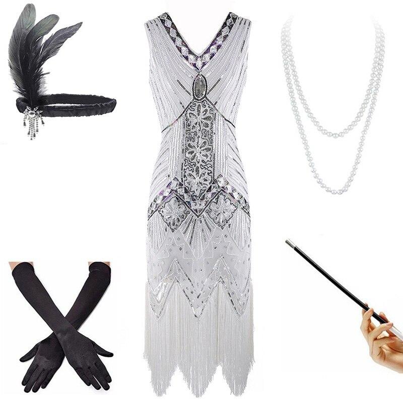 Vintage 20-Talls Hvit Kjole