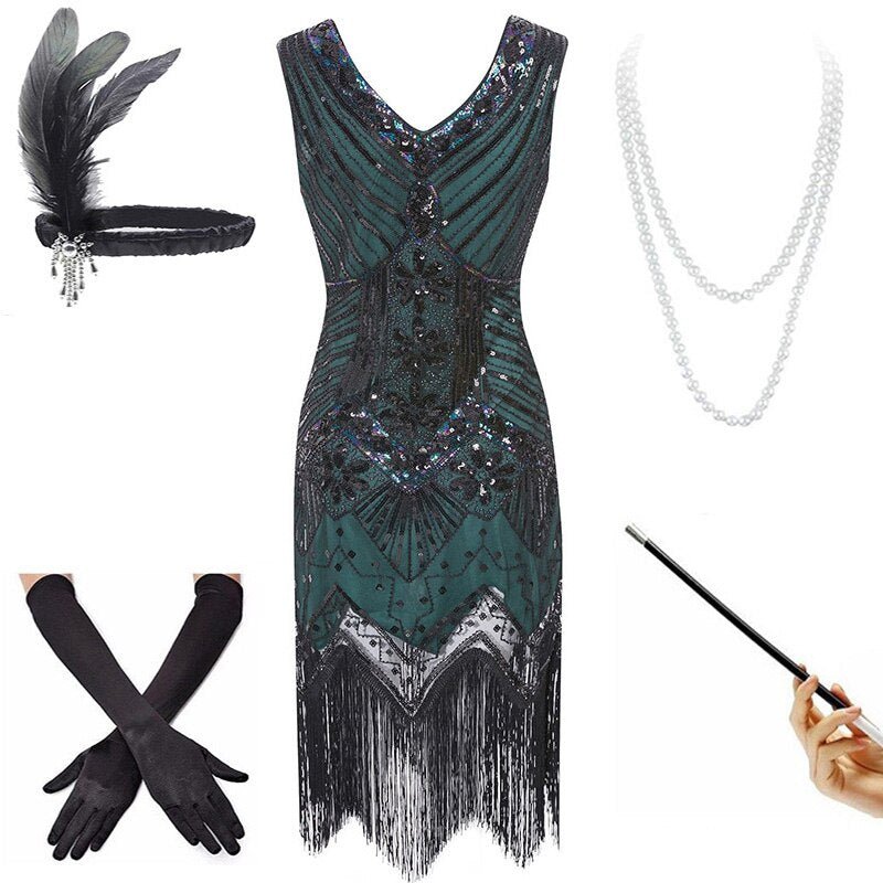 Vintage 20-Tallskjole Grønn Svart