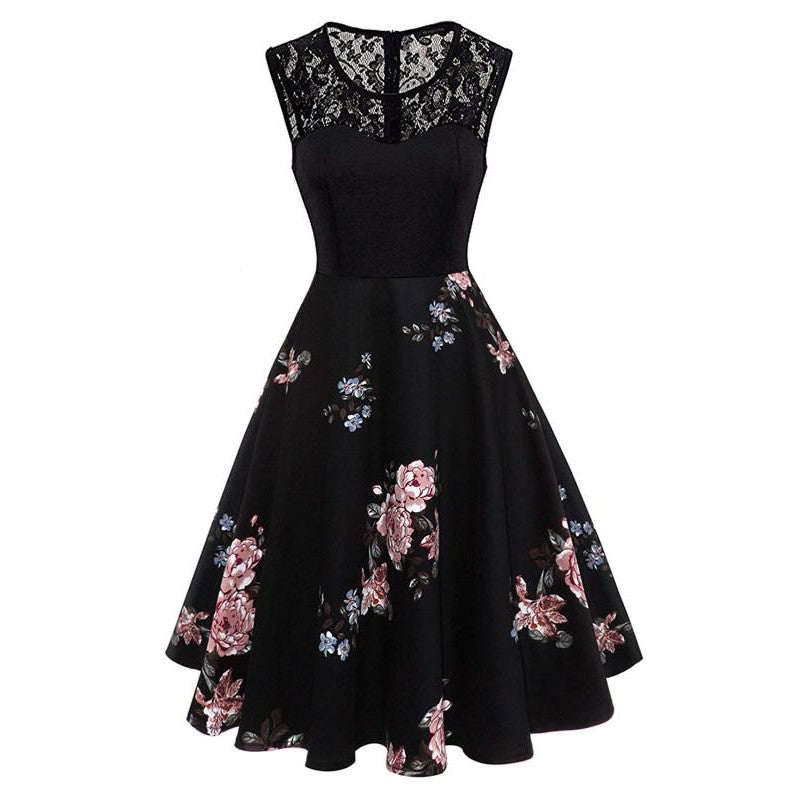 Vintage 50s Plus Size Kjole Svart