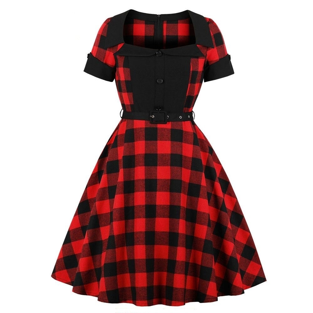 Vintage 50s Plus Size Rød Kjole
