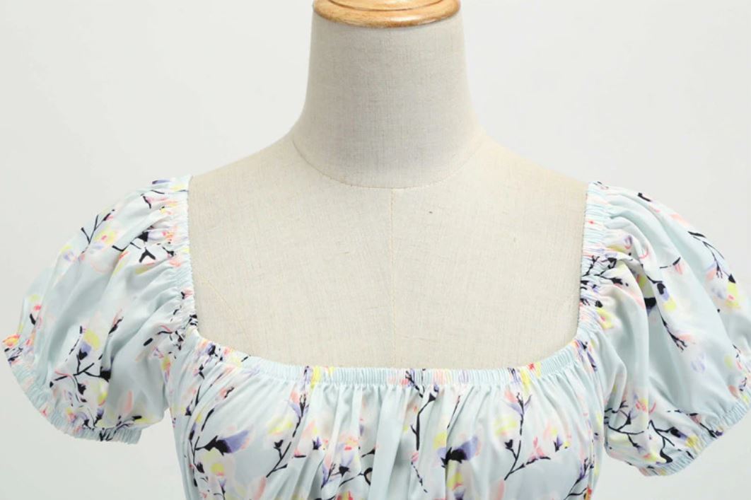 Vintage 60-Talls Blå Blomsterkjole