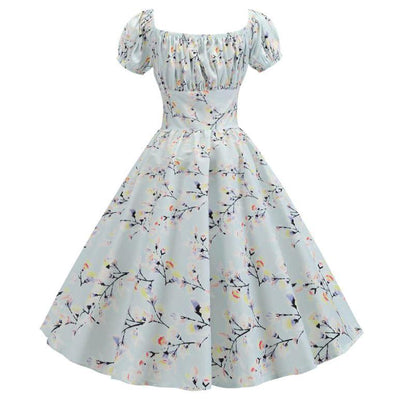 Vintage 60-Talls Blå Blomsterkjole