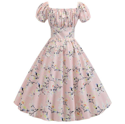 Vintage 60-Talls Rosa Blomsterkjole