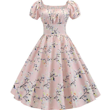 Vintage 60-Talls Rosa Blomsterkjole