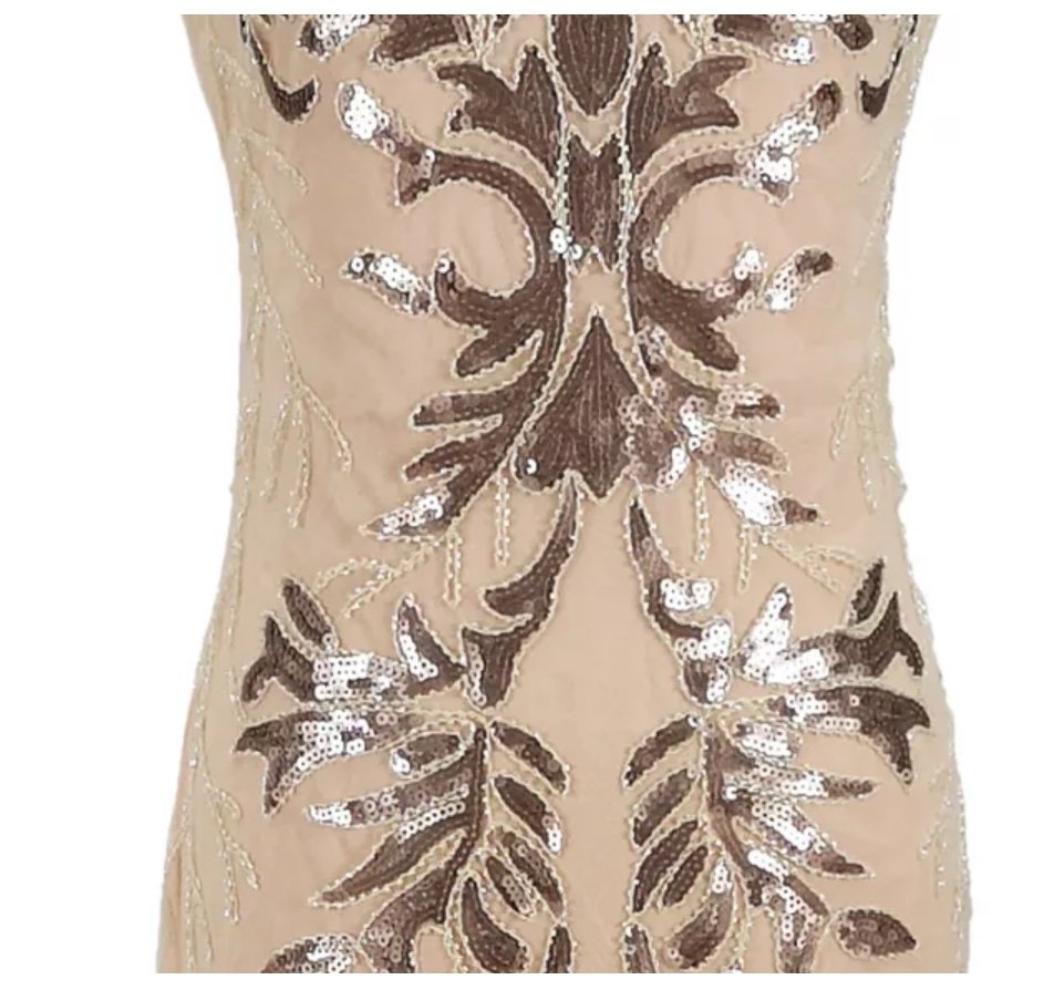 Vintage Art Deco Beige Kjole Fra 1920-Tallet