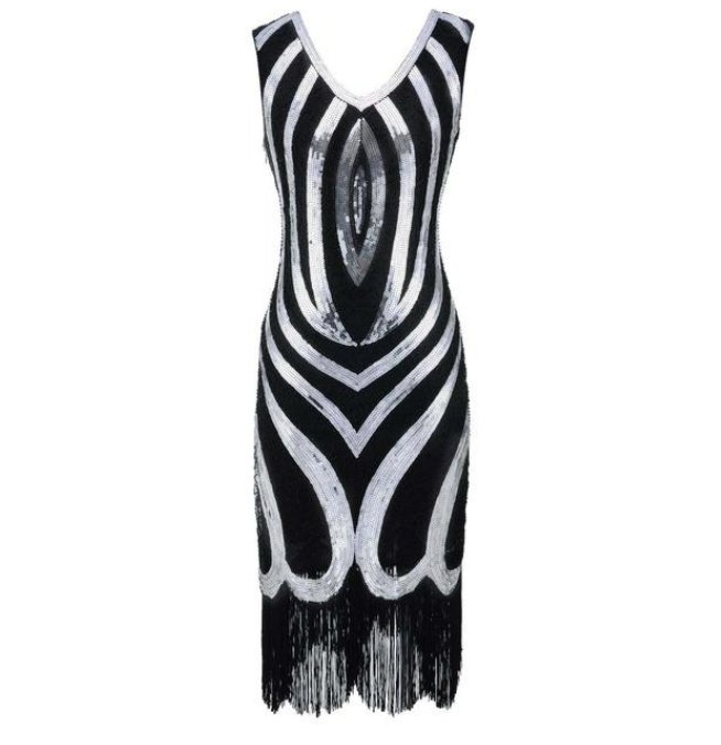 Vintage 20-Talls Svart Perlekjole