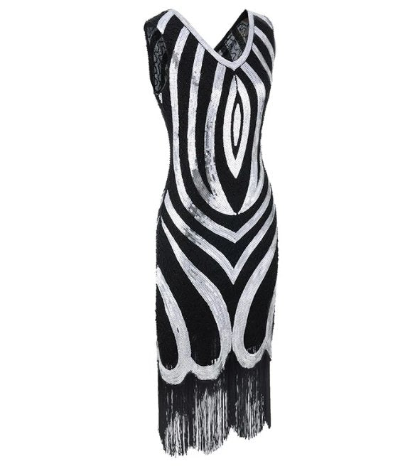 Vintage 20-Talls Svart Perlekjole