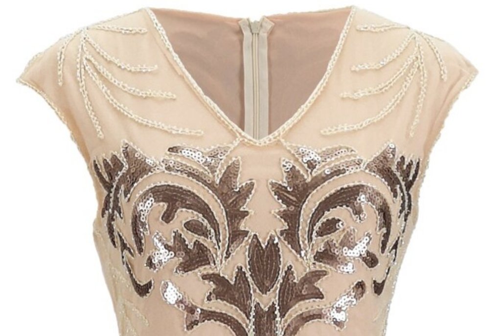 Vintage 20-Talls Retro Kjole Beige