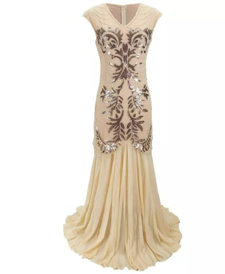 Vintage 20-Talls Retro Kjole Beige