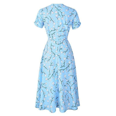 Vintage 40-Talls Blå Blomsterkjole