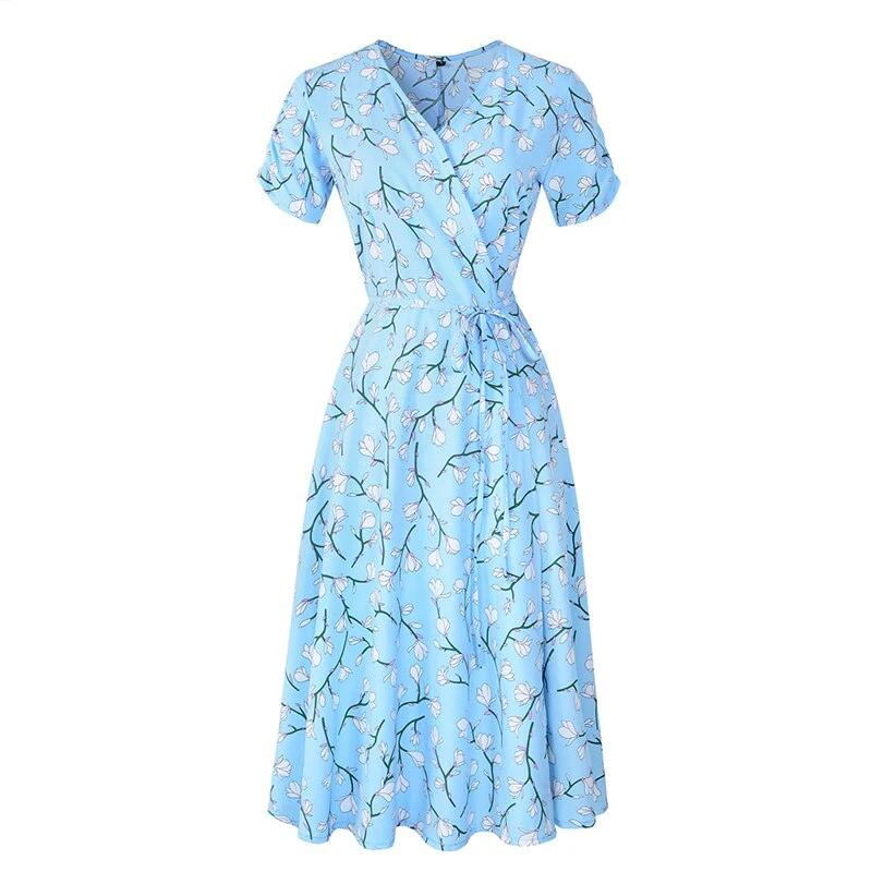 Vintage 40-Talls Blå Blomsterkjole