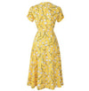 Vintage 40-Talls Gul Blomsterkjole