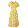 Vintage 40-Talls Gul Blomsterkjole