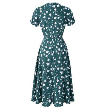Vintage 40-Talls Grønn Blomsterkjole