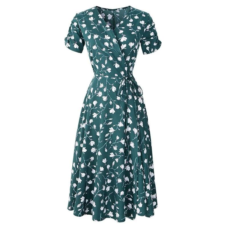 Vintage 40-Talls Grønn Blomsterkjole