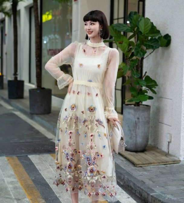 Vintage 40-Talls Langkjole Champagne