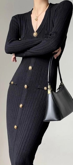 Vintage 40-Talls Svart Bodycon-Kjole