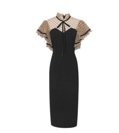 Vintage 40-Talls Svart Høy Midjekjole