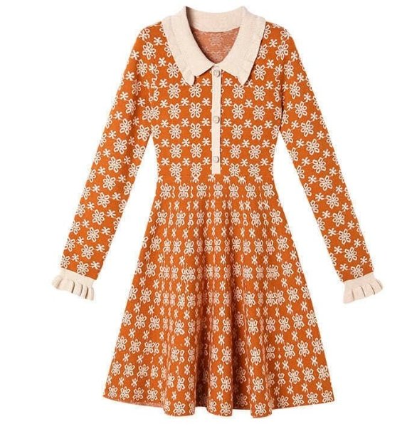 Vintage 40s Old School Oransje Kjole