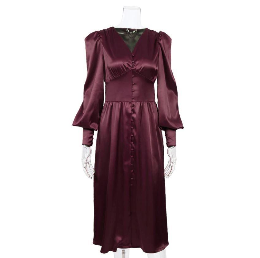 Vintage 40-Talls Burgundy Satengkjole