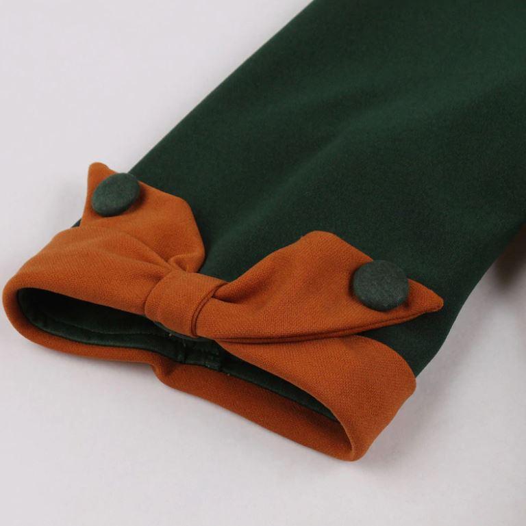 Vintage Høstgrønn Kjole