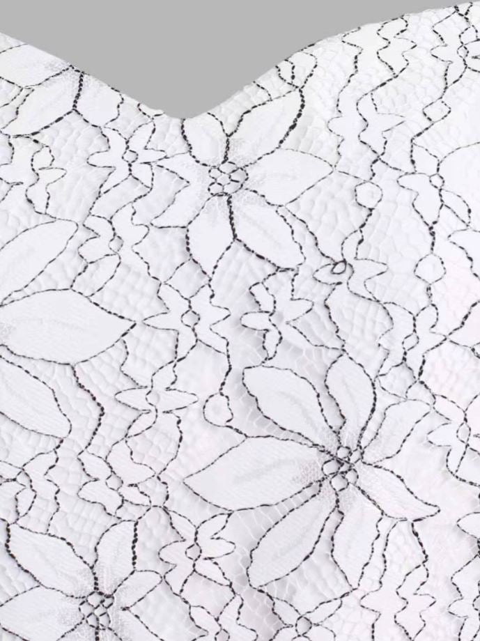 Vintage Hvit Broderikjole