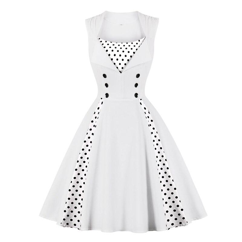 Vintage Hvit Rockabilly Kjole