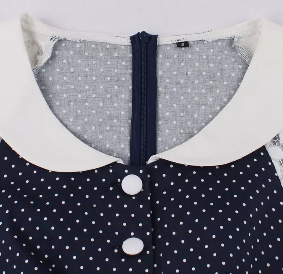 Vintage Blå Blondekjole