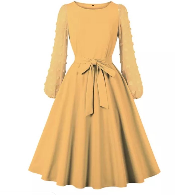 Vintage Bohemsk Gul Kjole
