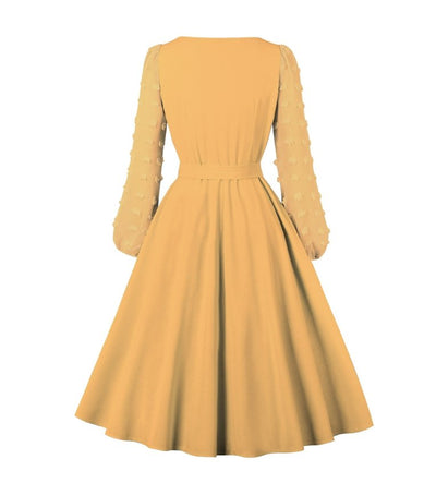 Vintage Bohemsk Gul Kjole