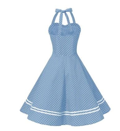 Vintage Boogie Woogie Kjole Blå