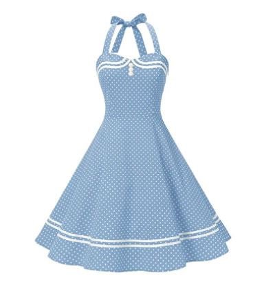Vintage Boogie Woogie Kjole Blå