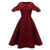 Vintage Burgundy Kjole Med Volangkrage