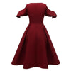 Vintage Burgundy Kjole Med Volangkrage