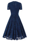 Vintage Marineblå Broderikjole